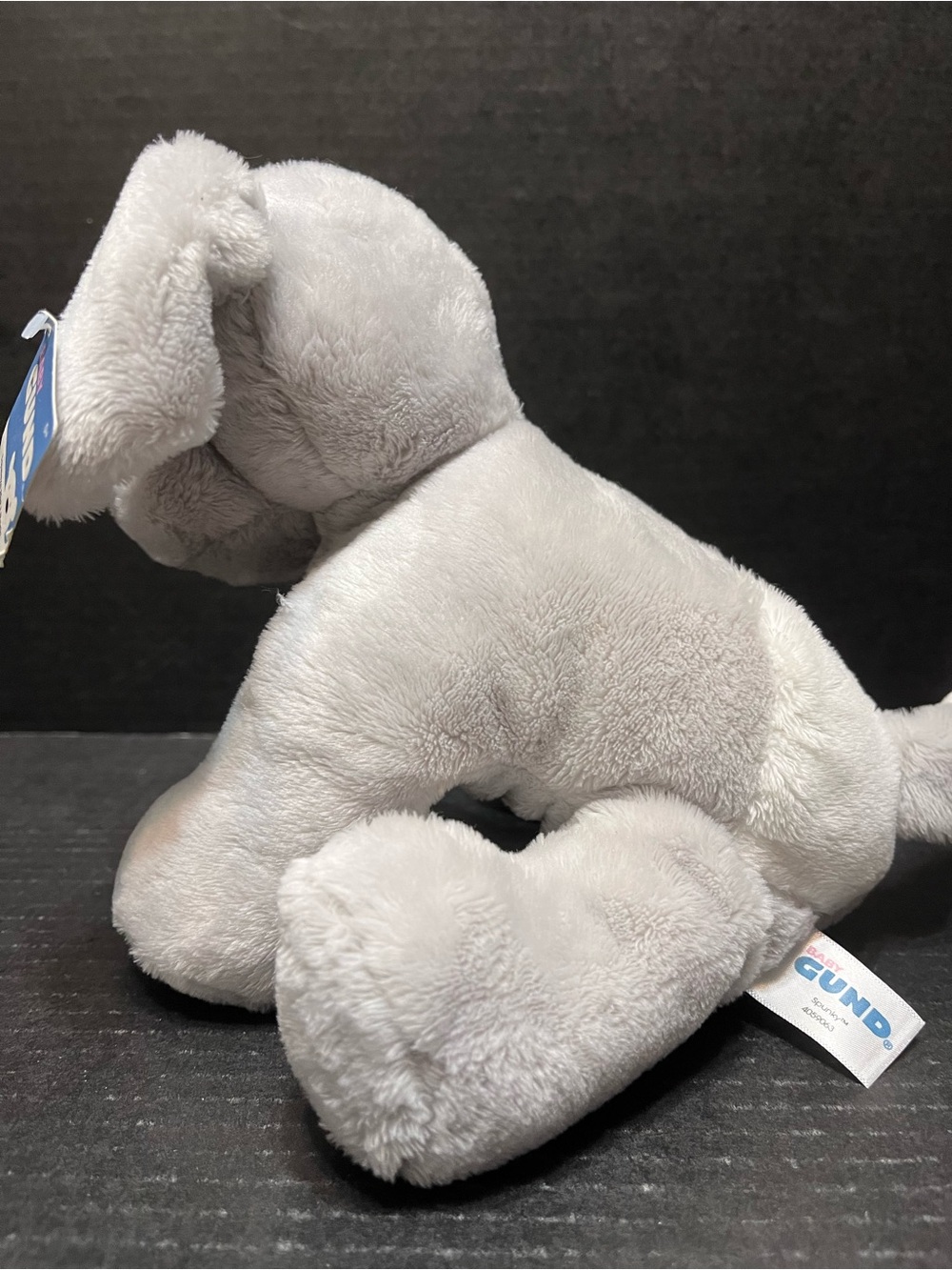 Baby Gund Spunky Gray Puppy Dog Plush Lovey Toy 8" White Eye Patch NWT - Picture 2 of 9